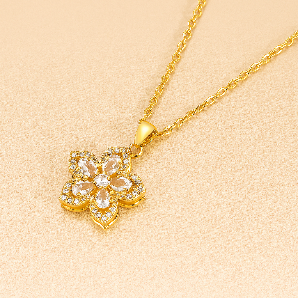 Elegant Rotatable Cherry Blossom Pendant Necklace