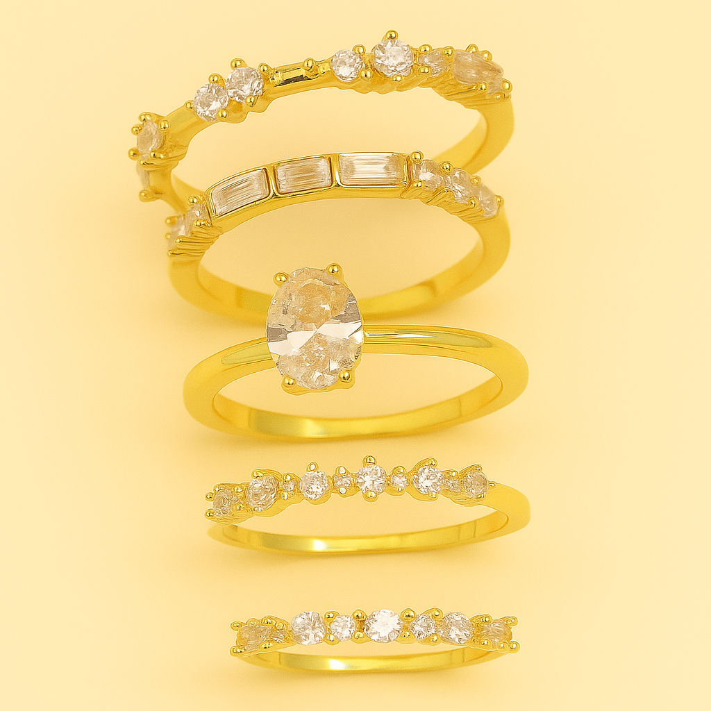 4-Piece Elegant Stacking Ring Set – Sparkling Zirconia Teardrops