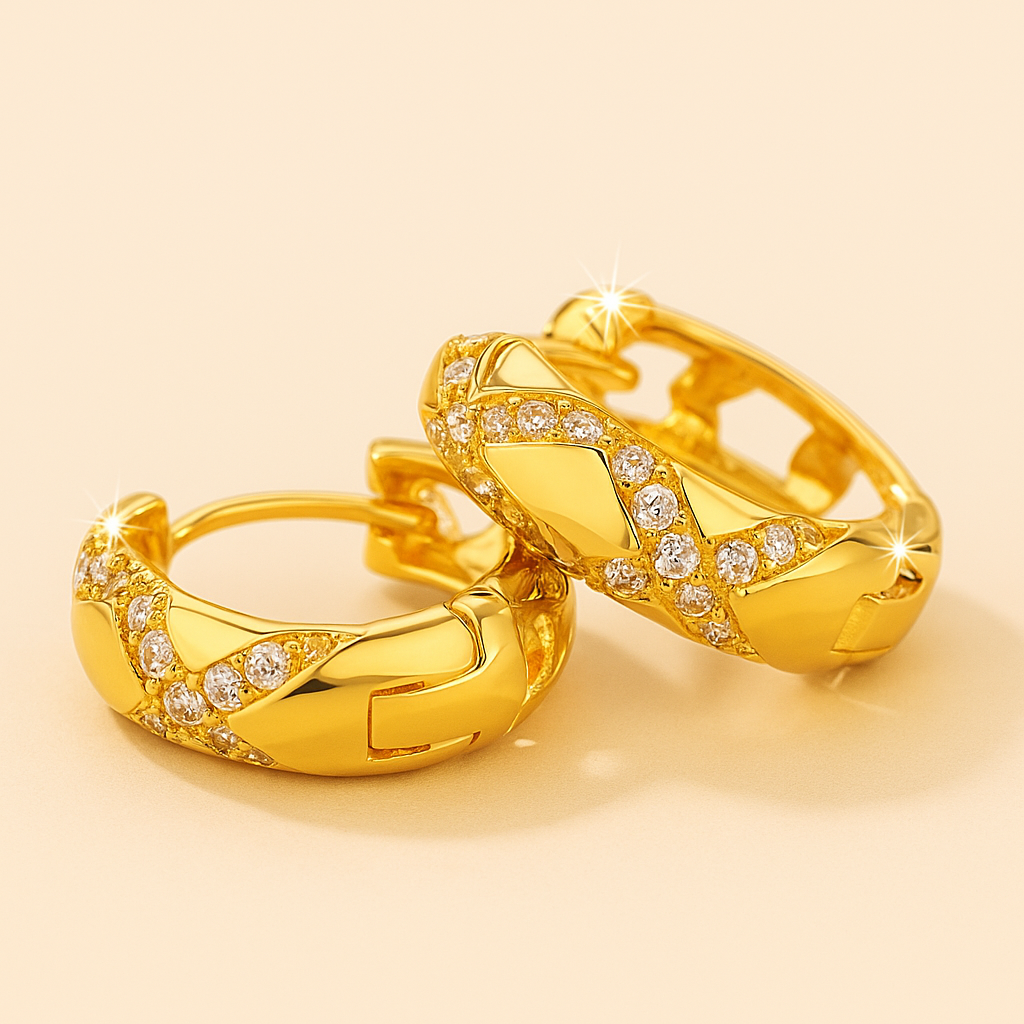 Elegant Bohemian Cross Hoop Earrings with Sparkling Zirconia