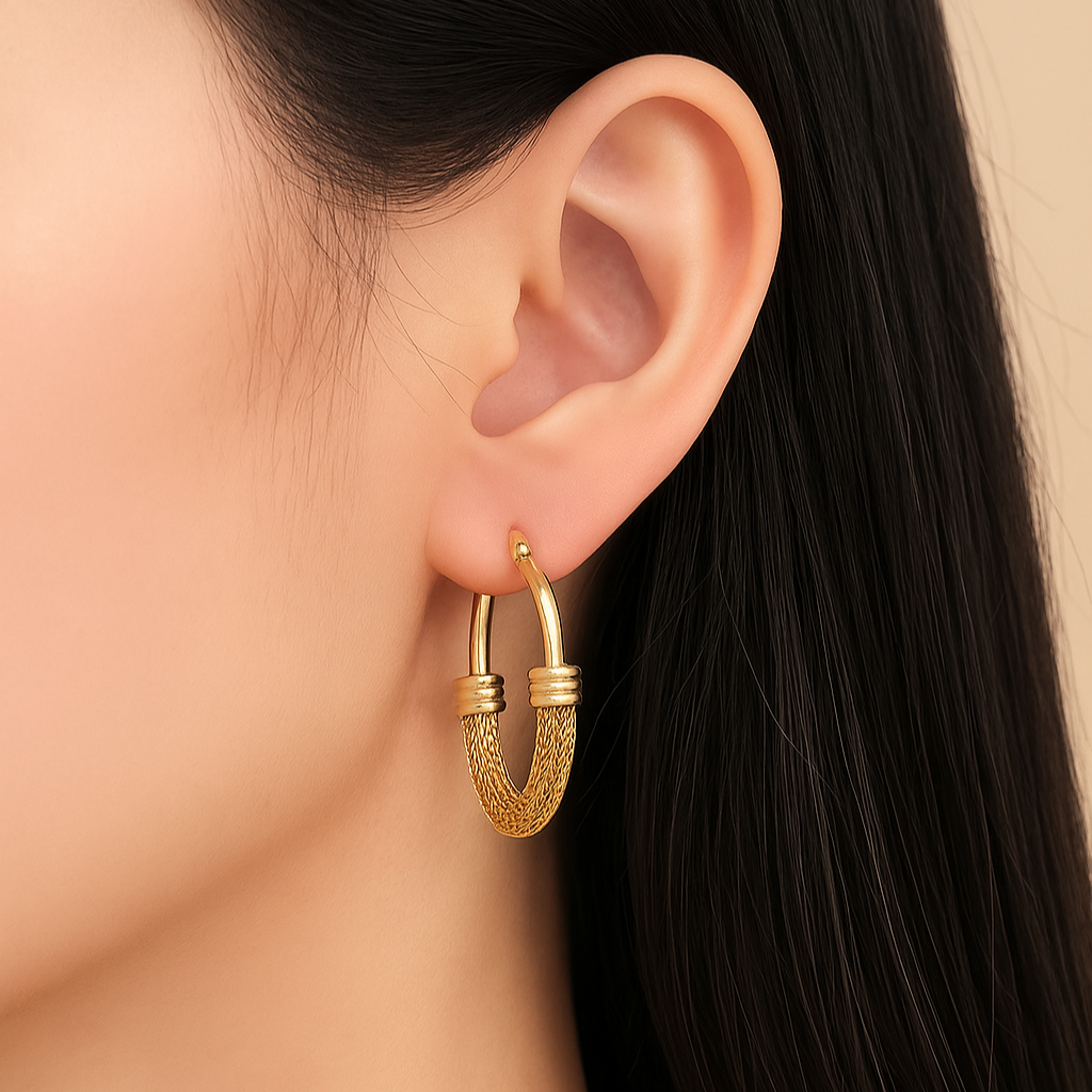 3-Pair Set: Mesh Rice Ear Earrings for Women