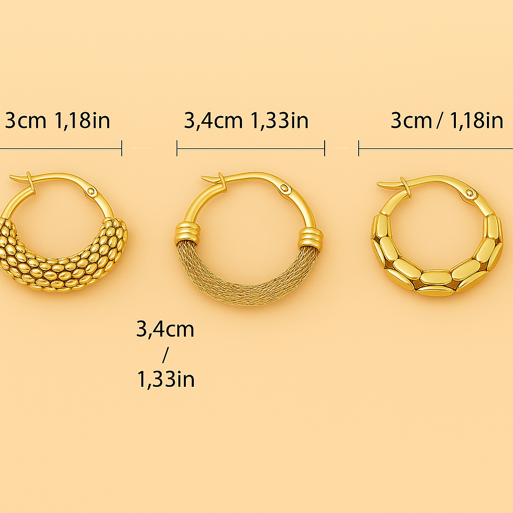 3-Pair Set: Mesh Rice Ear Earrings for Women