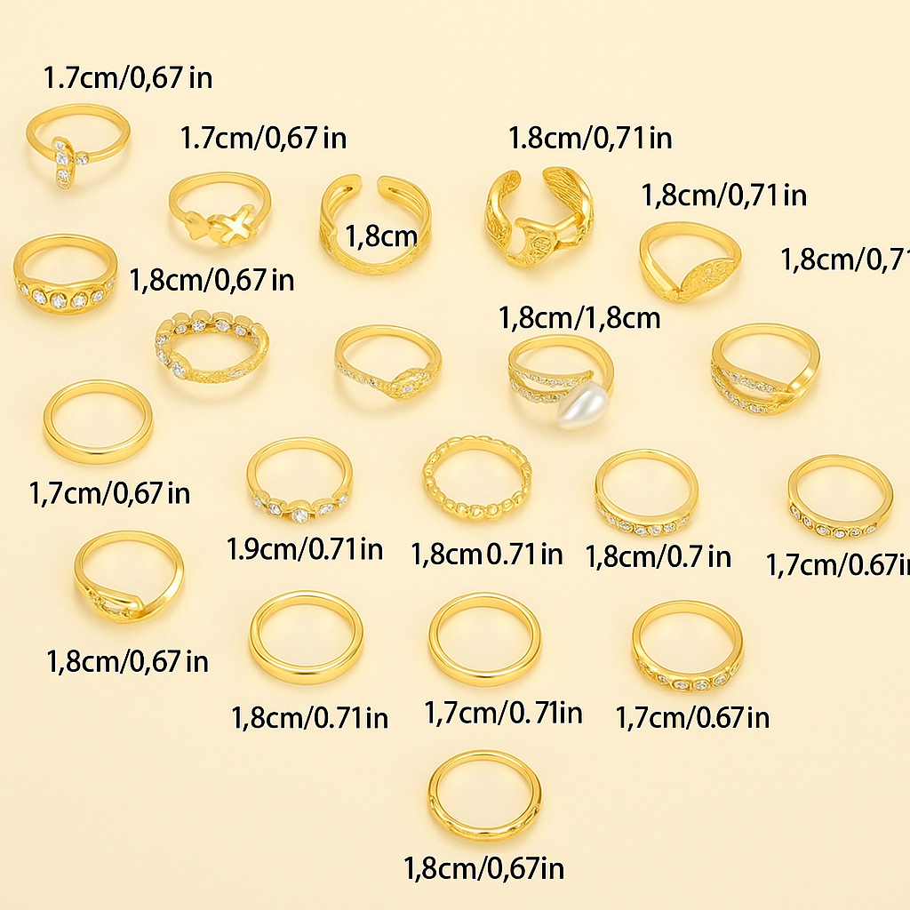 22pcs Vintage Stacking Ring Set - Elegant & Boho-Inspired Designs