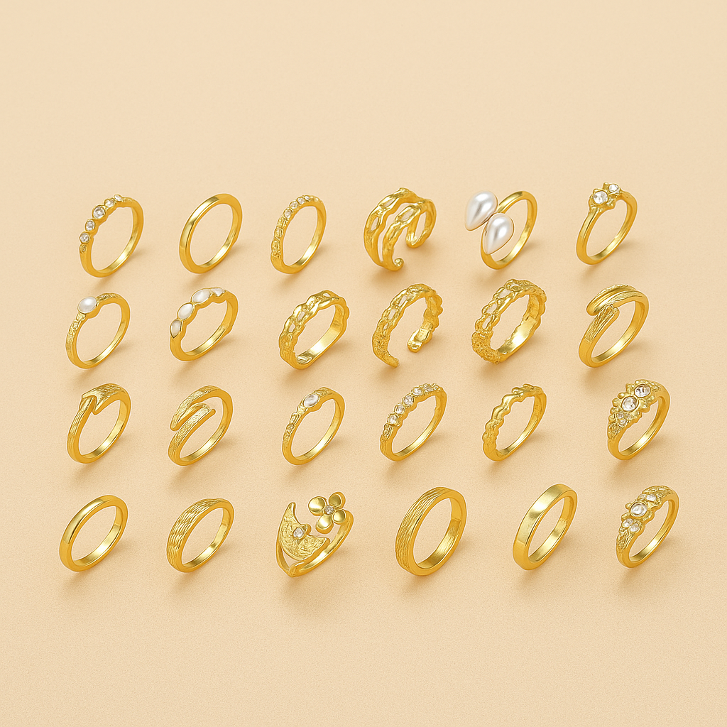 22pcs Vintage Stacking Ring Set - Elegant & Boho-Inspired Designs