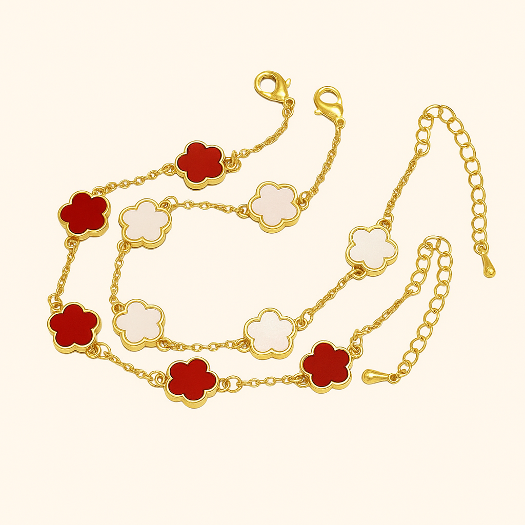 Colorful Flower Thin Chain Bracelet Set
