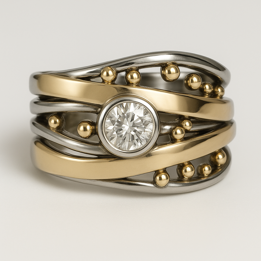 Royal - Vintage Ring with Gold Inlay