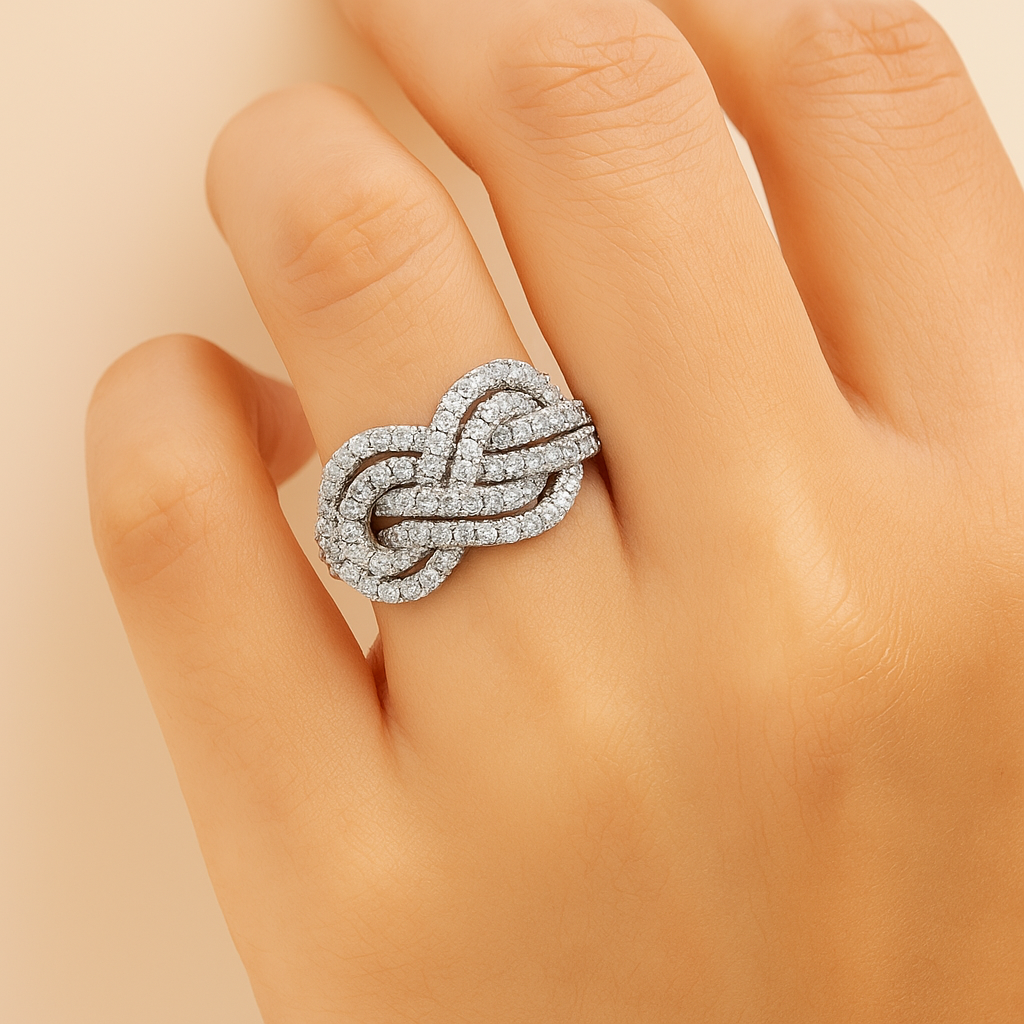Cubic Zirconia Button Ring - Timeless Elegant Women's Jewelry