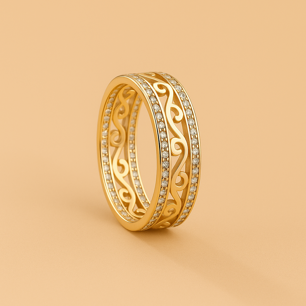 Delicate Engraved Ring - Elegant Rhinestone Accessory
