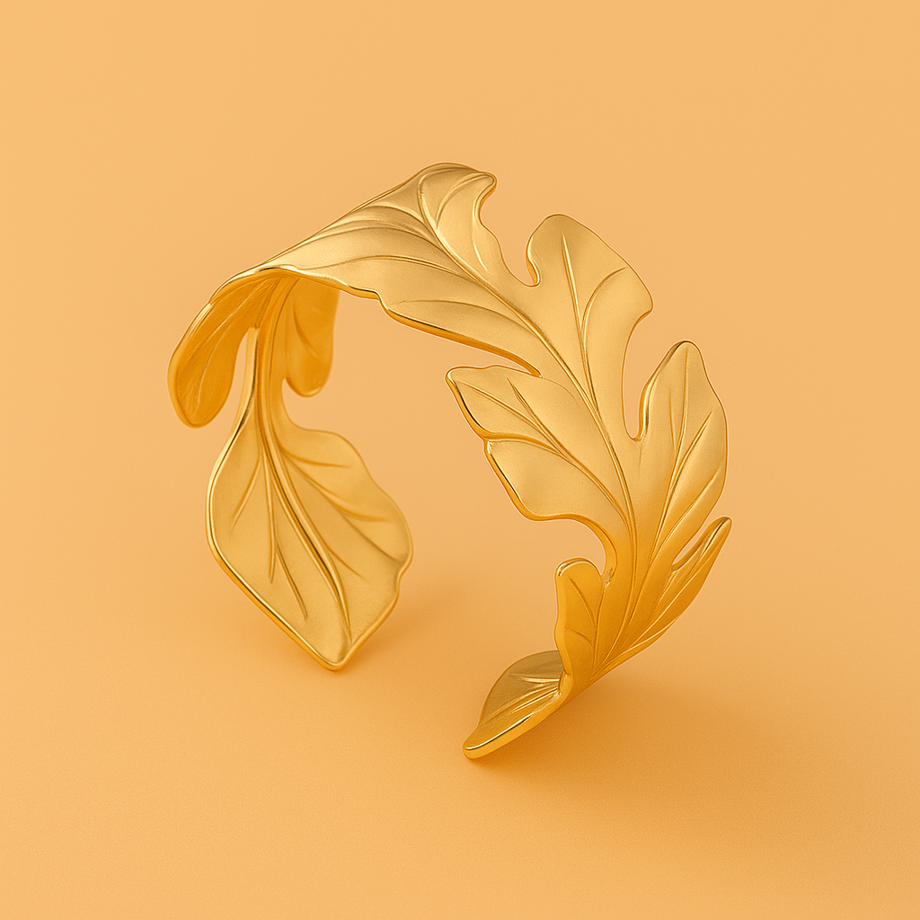 Ladies bracelet with gold leaf - Chic accessory for every day.