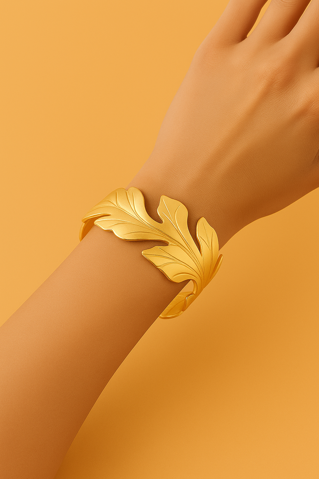 Ladies bracelet with gold leaf - Chic accessory for every day.