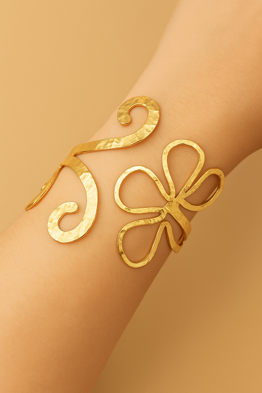 Geometric flowers adjustable bracelet & ring set jewelry