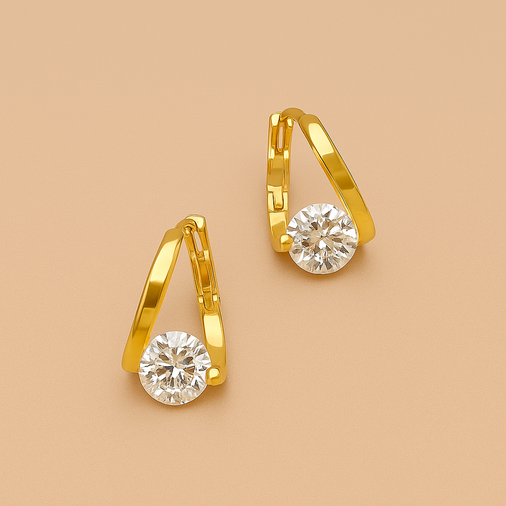 Refined Gold-Plated Zirconia Stud Earrings – Elegant Women’s Design