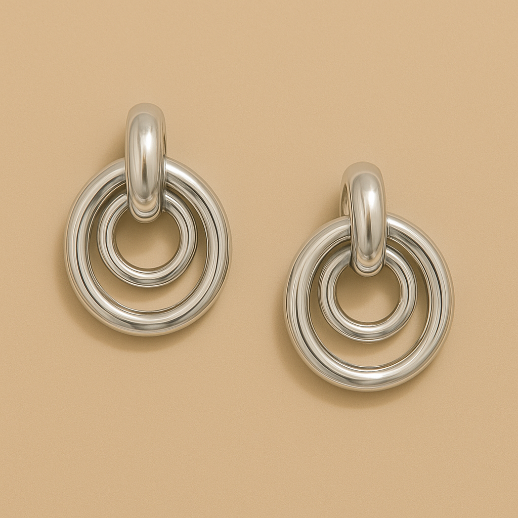 Vintage-Inspired 18K Gold Geometric Stud Earrings for Women