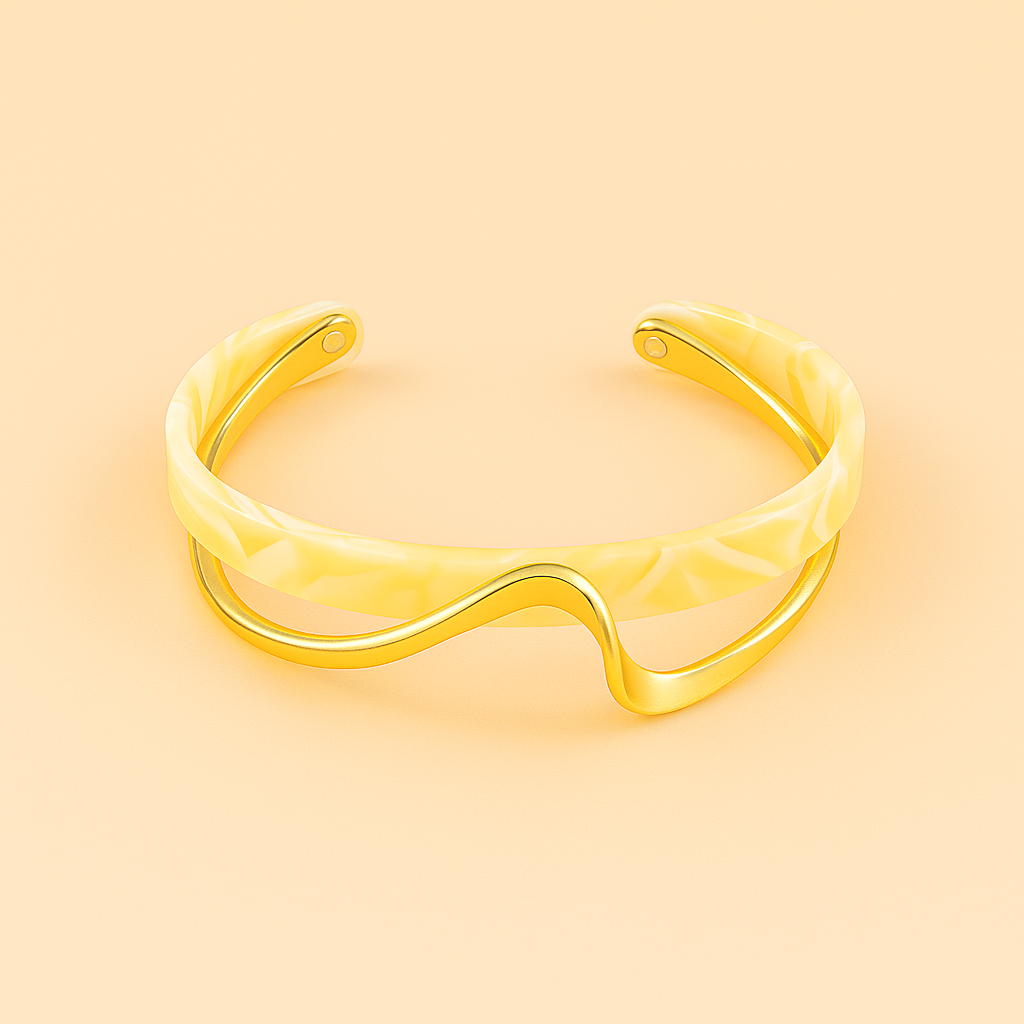 Geometric irregular open bracelet with shiny finish