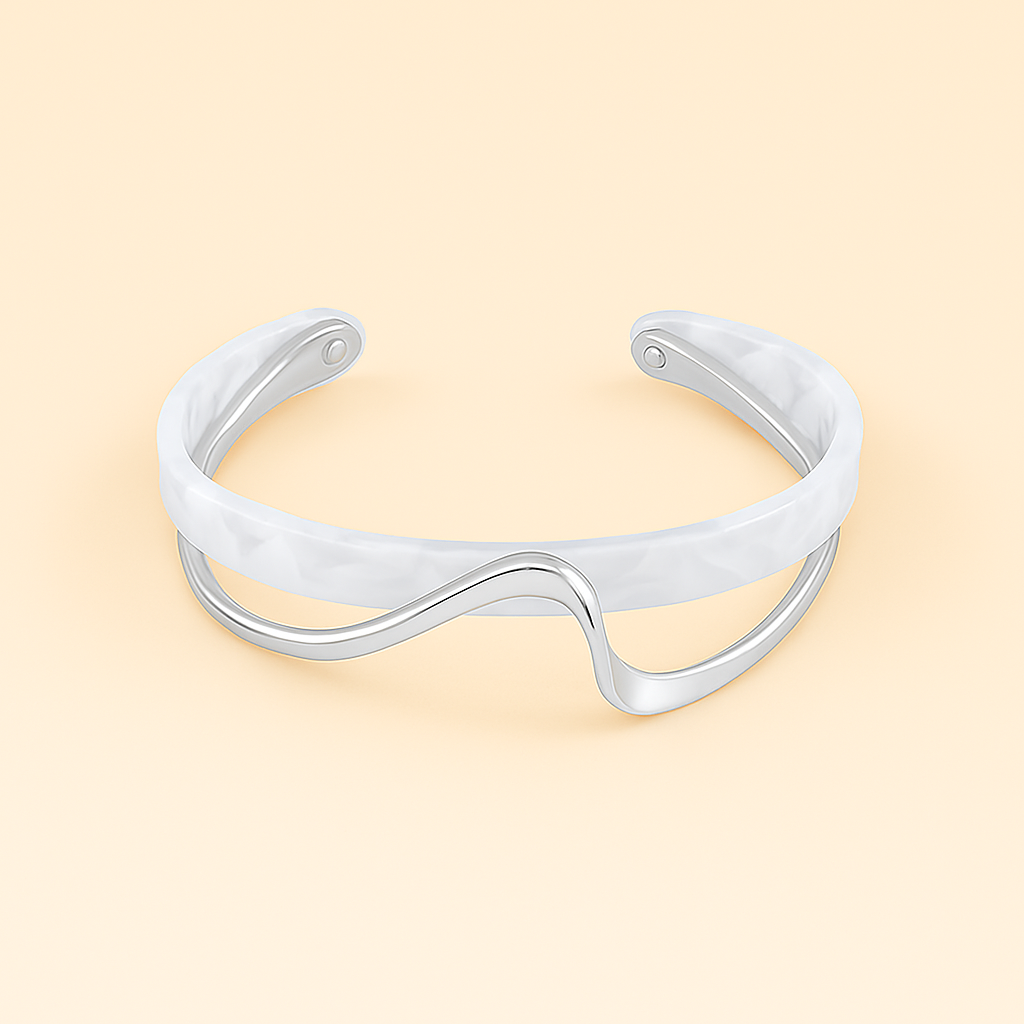Geometric irregular open bracelet with shiny finish