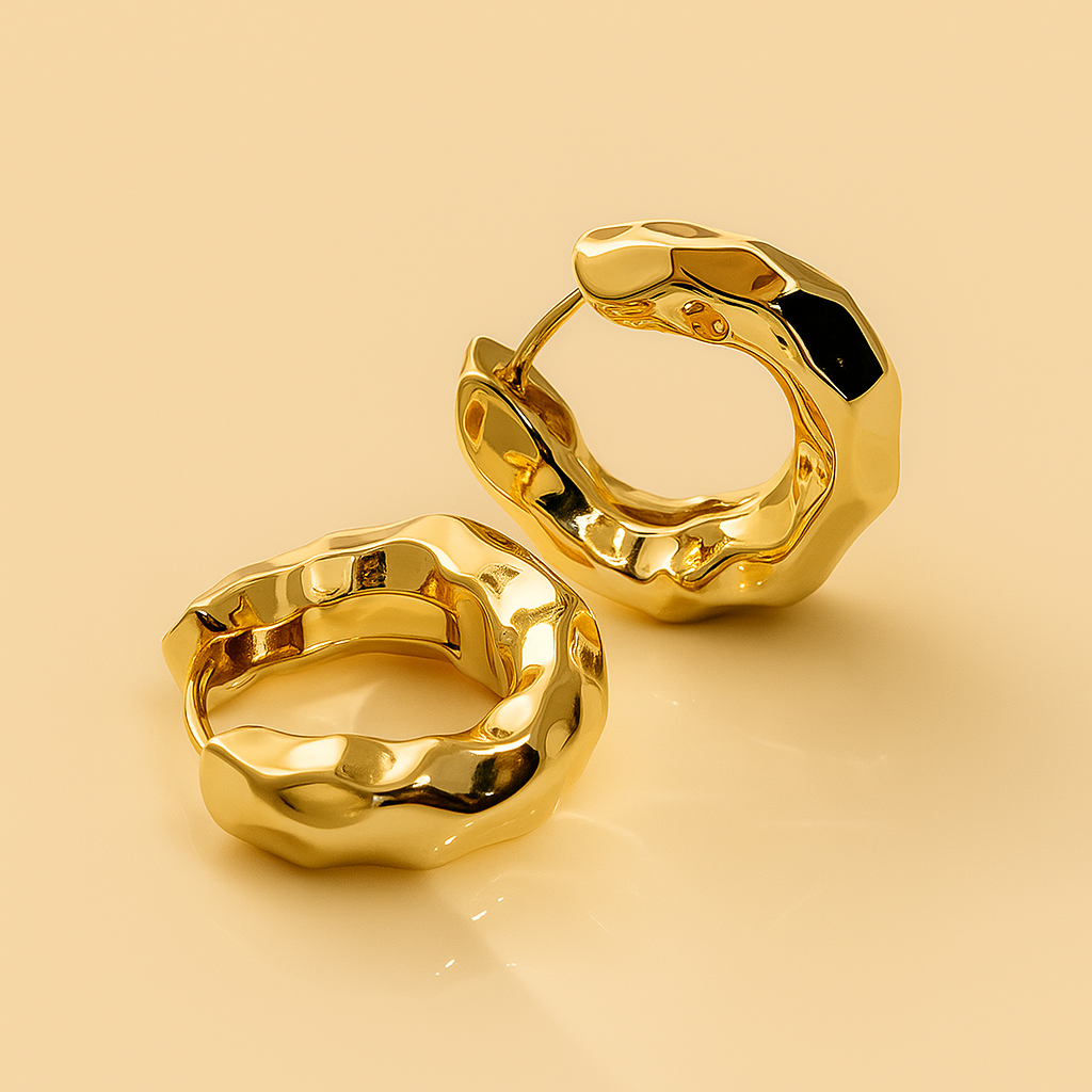 Elegant Copper Pleated Mini Hoop Earrings