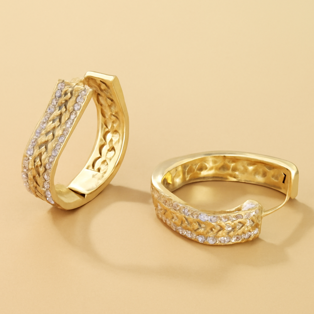 Luxurious gold-plated zirconia earrings with embellishments