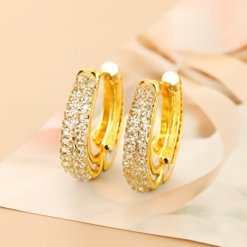 Elegant Creole Earrings with Pavé Zirconia Sparkle