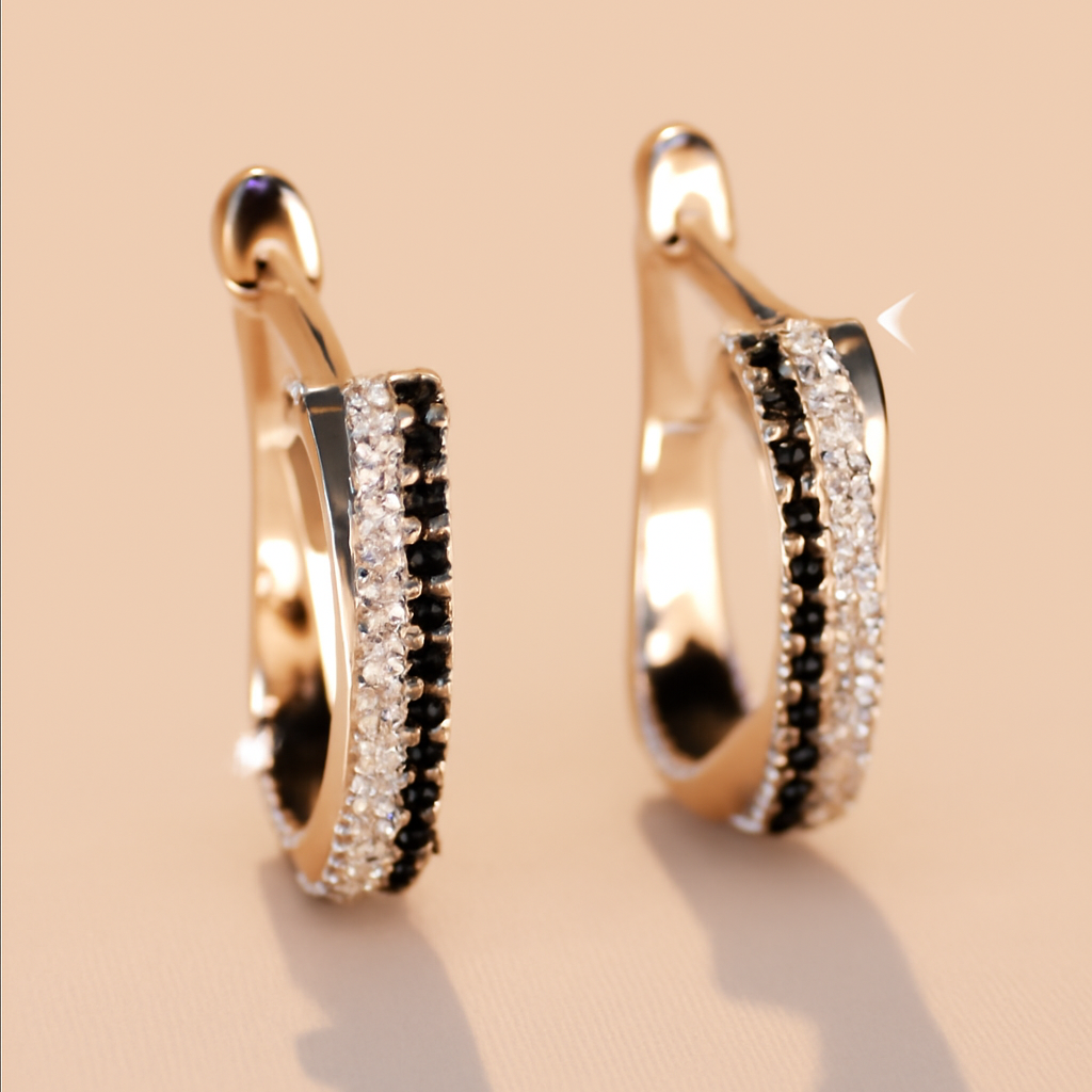 Elegant Black-and-White Cross Drop Earrings