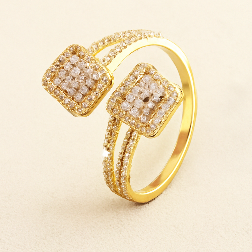 Ring of golden copper with zirconia