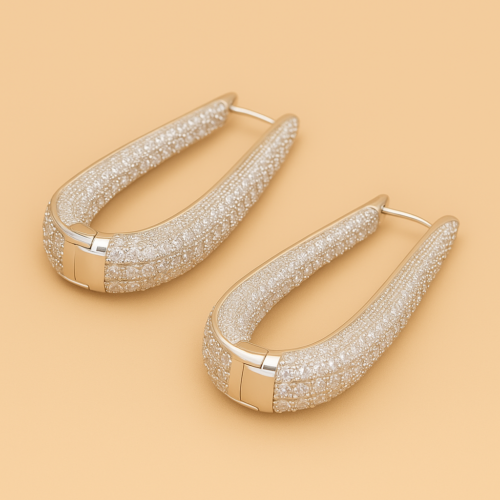 Dazzling Creole Earrings – Crystal-Inspired with Synthetic Zirconia Sparkle