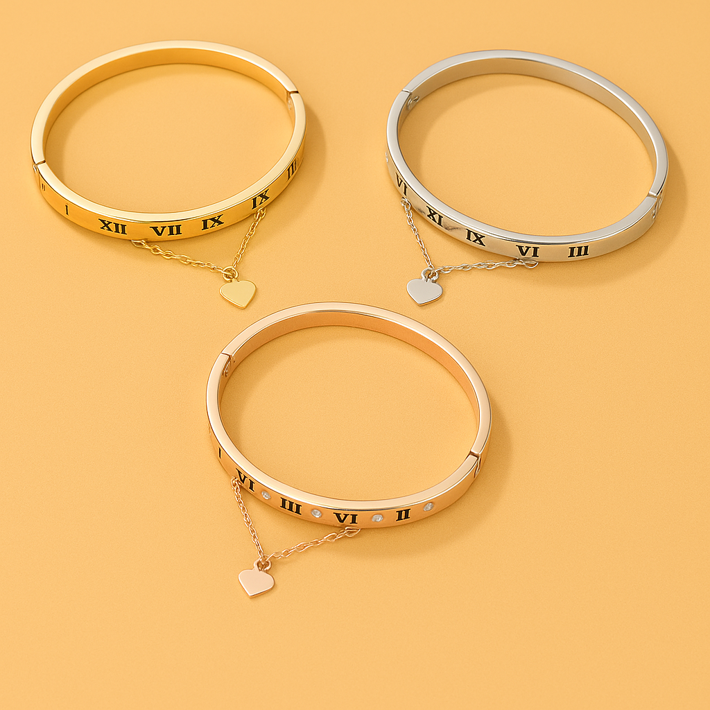 Elegant Roman Digital Love Charm Bracelet for Women