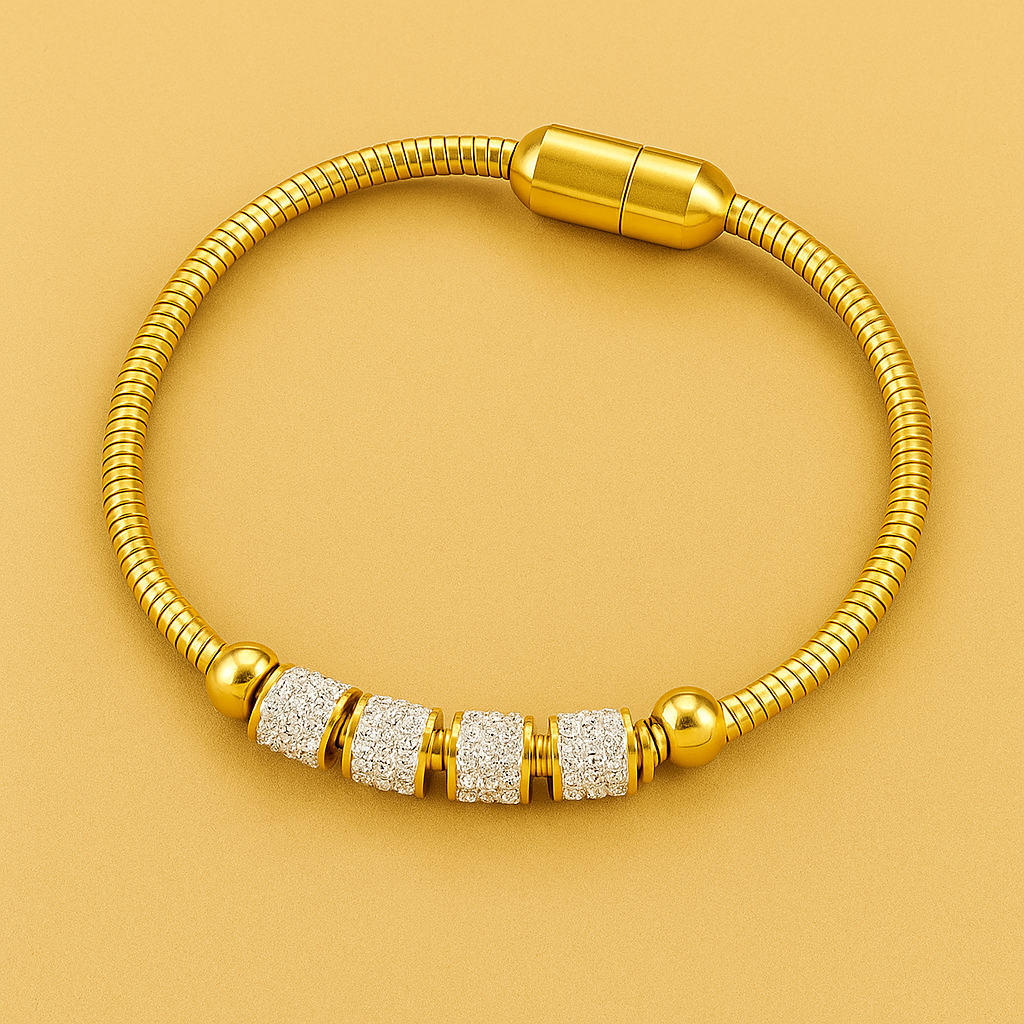 Gold Cylindrical Chain Bracelet - For Men and Women