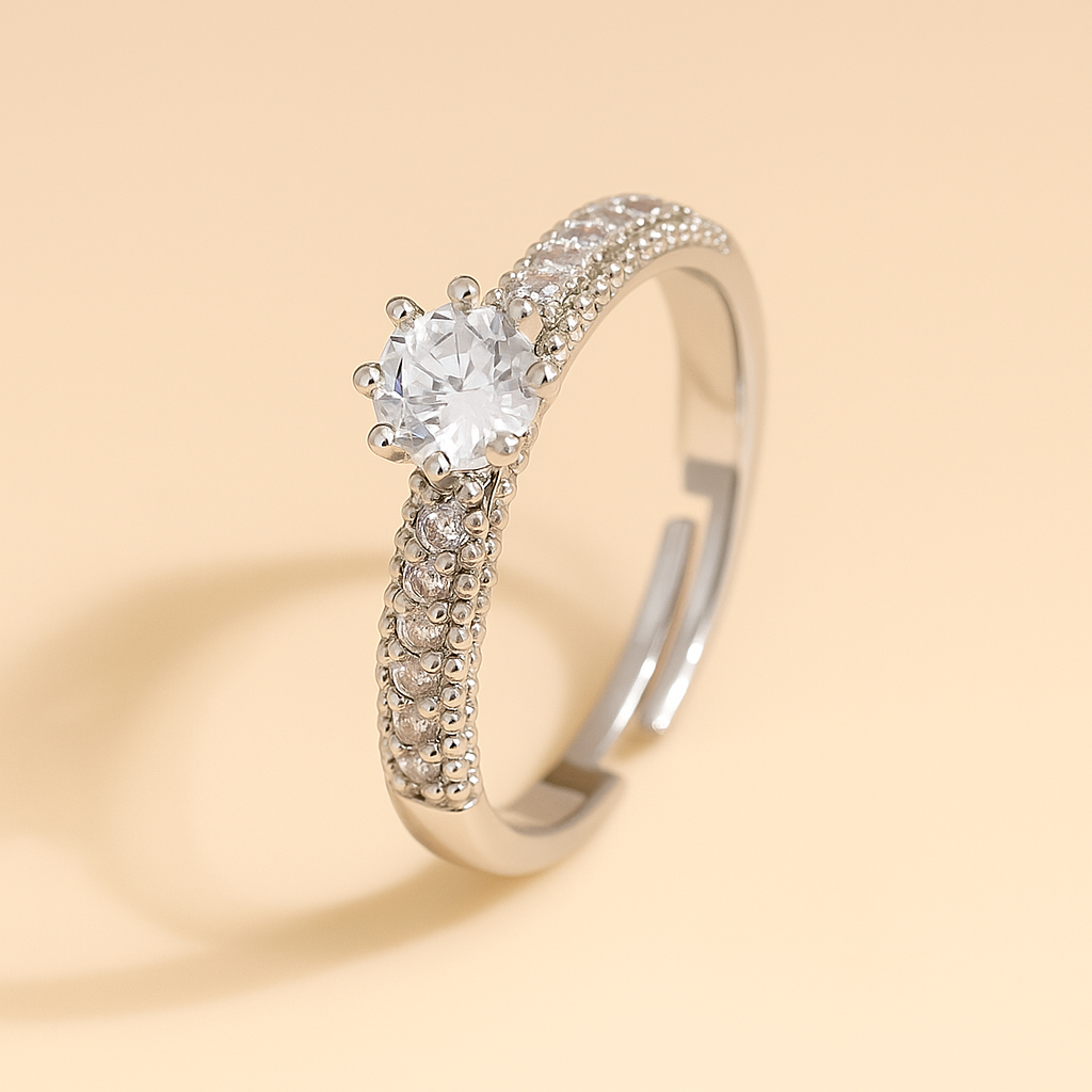 Slim Zirconia Ring - Silver Copper Finish