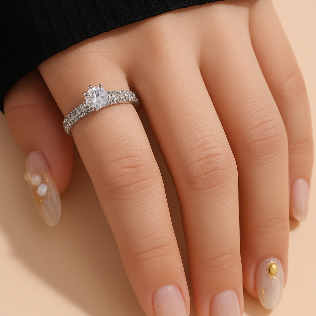 Slim Zirconia Ring - Silver Copper Finish