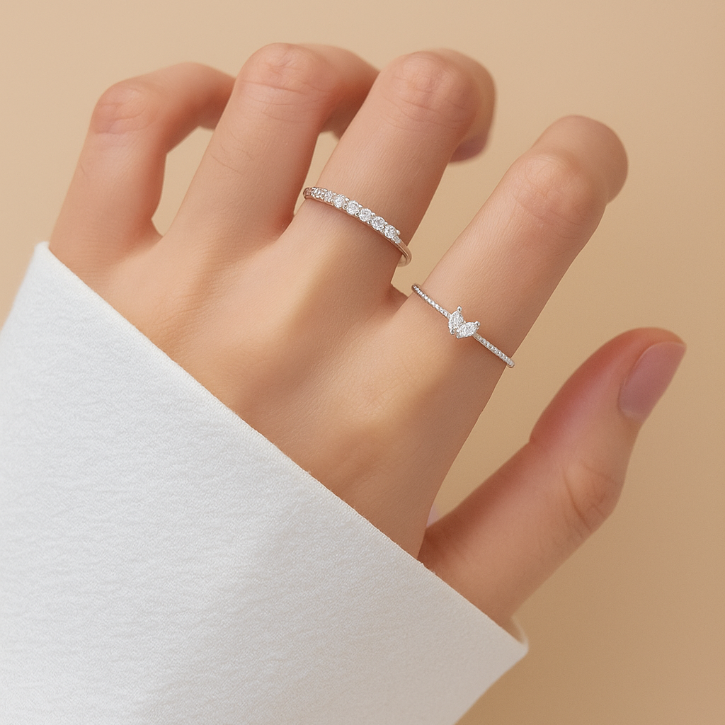 Romantic heart ring set - 2pcs adjustable