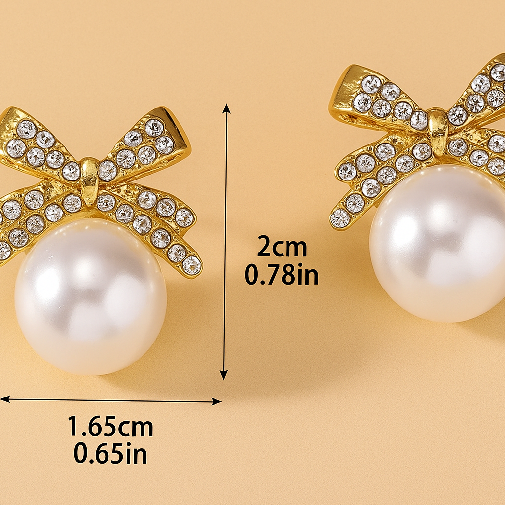 Ornate pearl earrings with bow embellishment