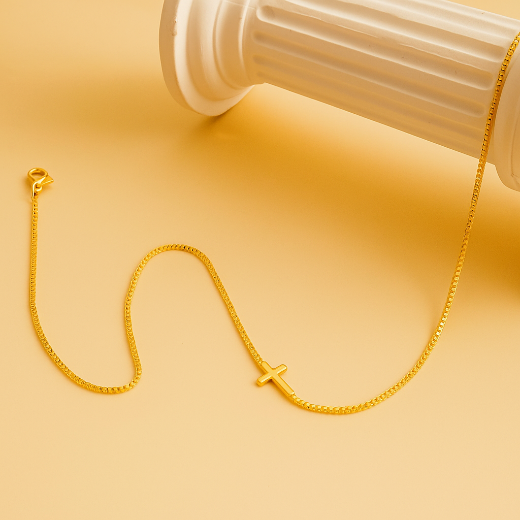 Lai Fine Cross Choker Necklace - Minimalist Gold Color