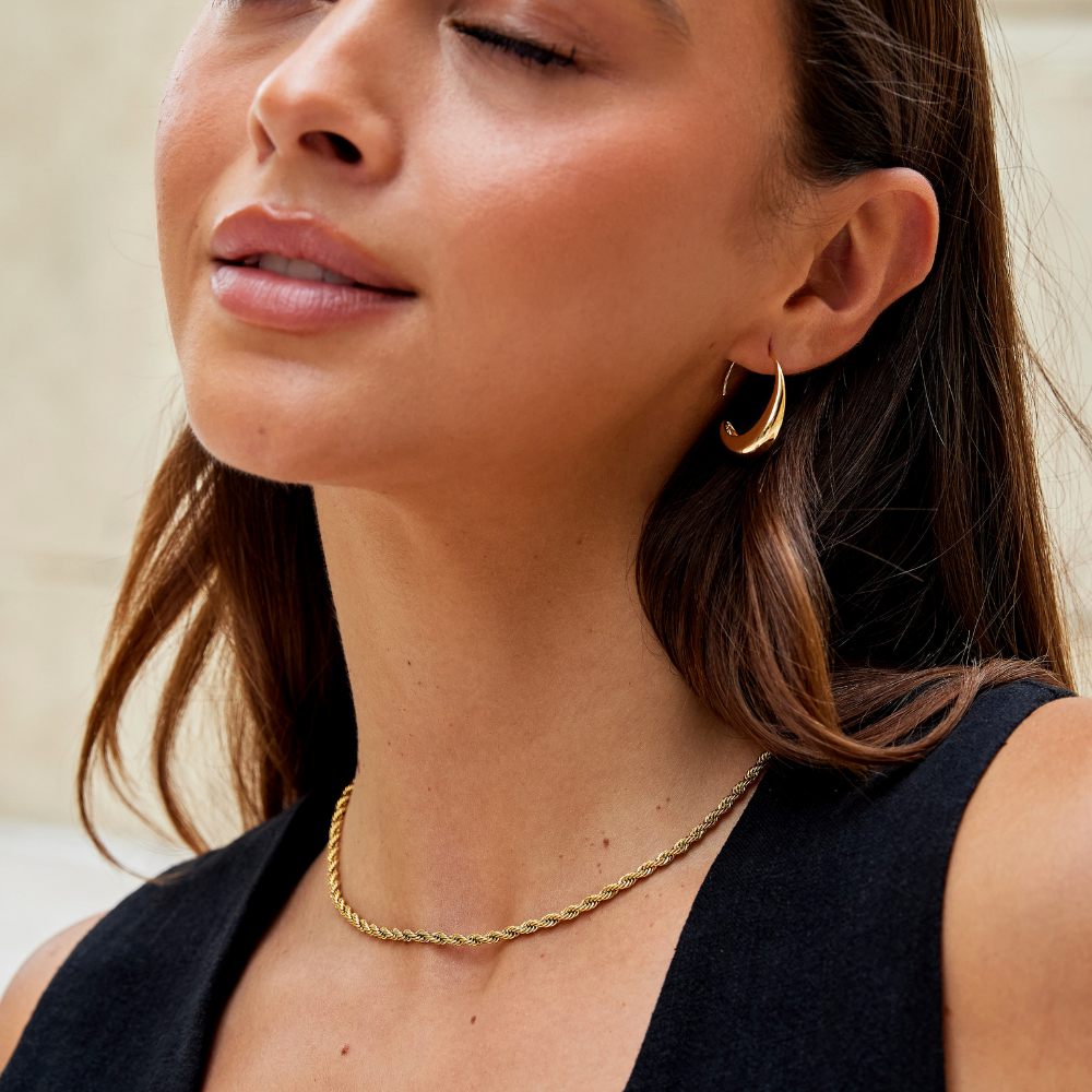 Cina - Hanging Hoop Earrings