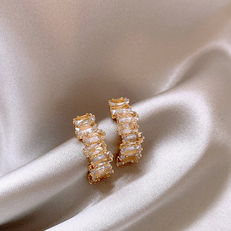 Gold-Plated Earrings with Sparkling Zirconia