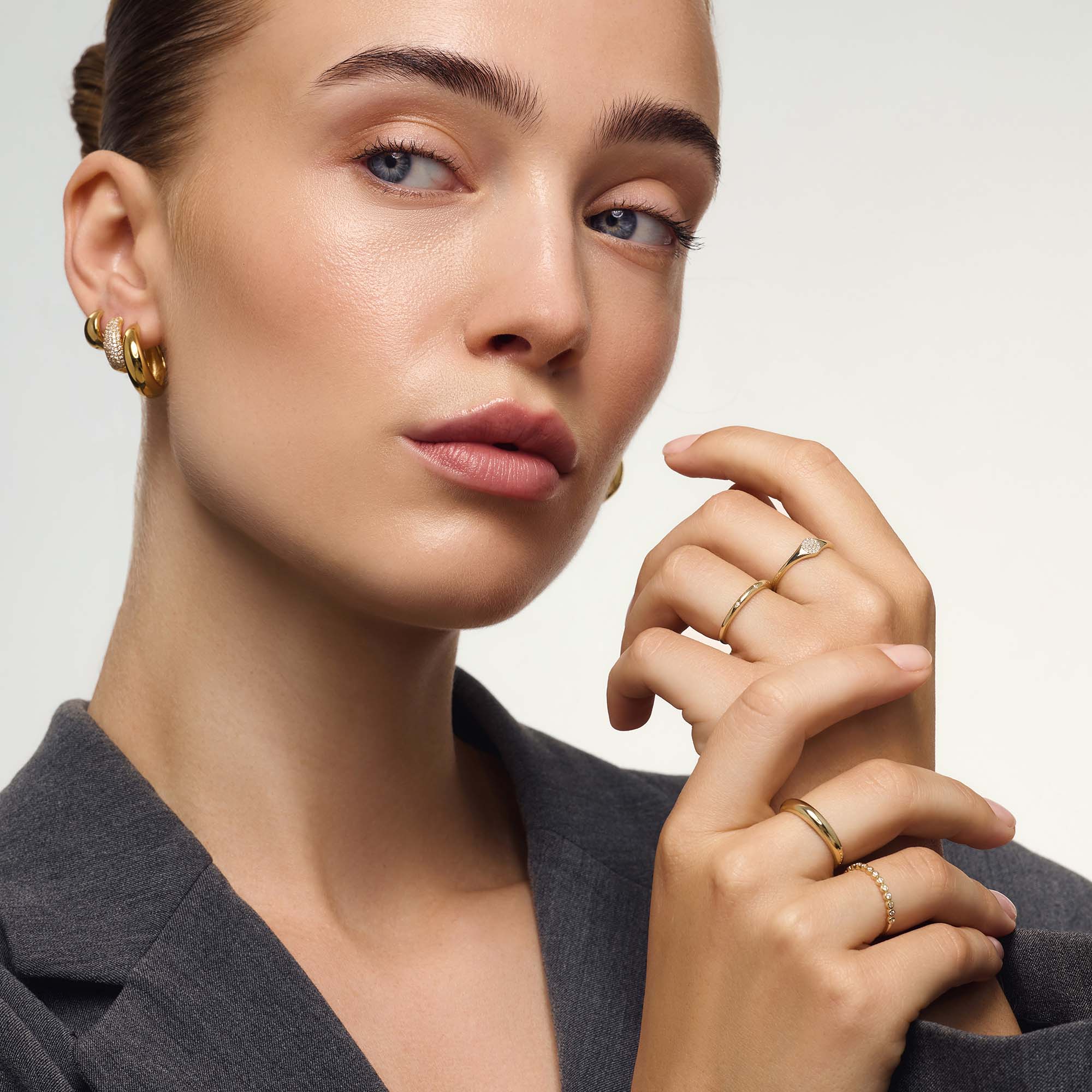 Diamond Accent Bubble Ring in 14k Gold