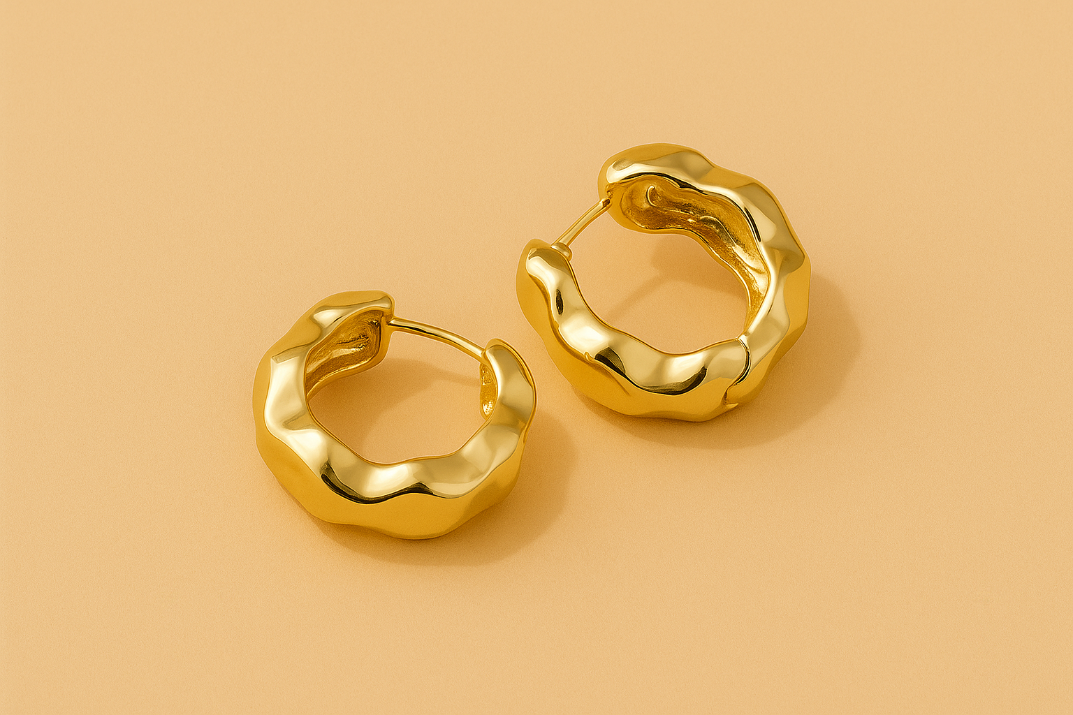 Elegant Copper Pleated Mini Hoop Earrings