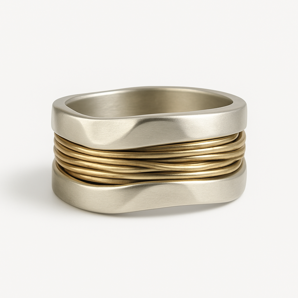 Modern Loop Minimal Silver and Gold Ring