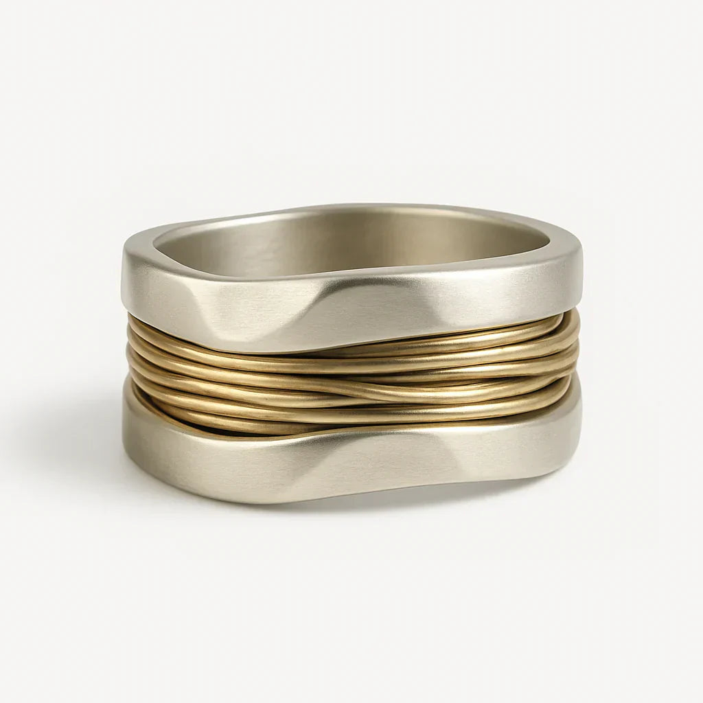 Two-tone Ring - Silver with Gold Wire Accents