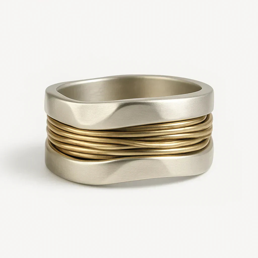 Silver Ring with Gold Threads