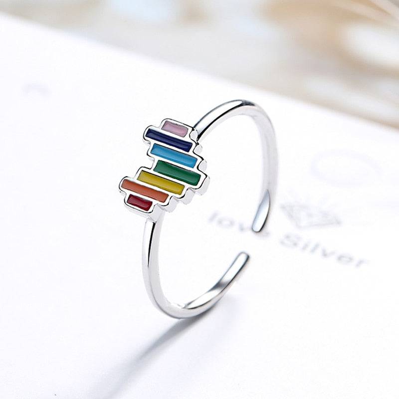Rainbow crown heart ring (open) - vintage design with LGBT pride