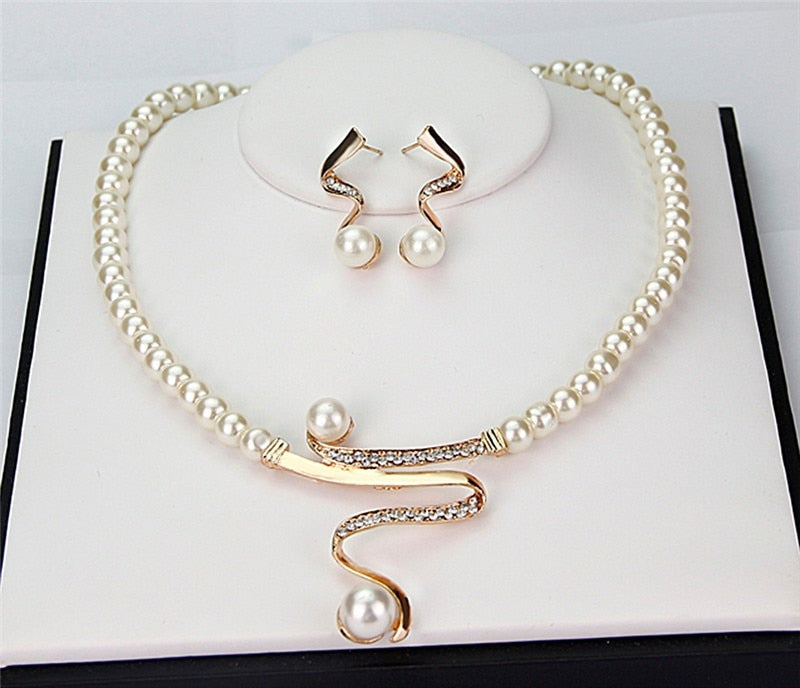 Genuine Pearl Necklace and Earring Set