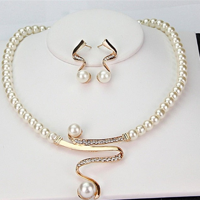 Genuine Pearl Necklace and Earring Set