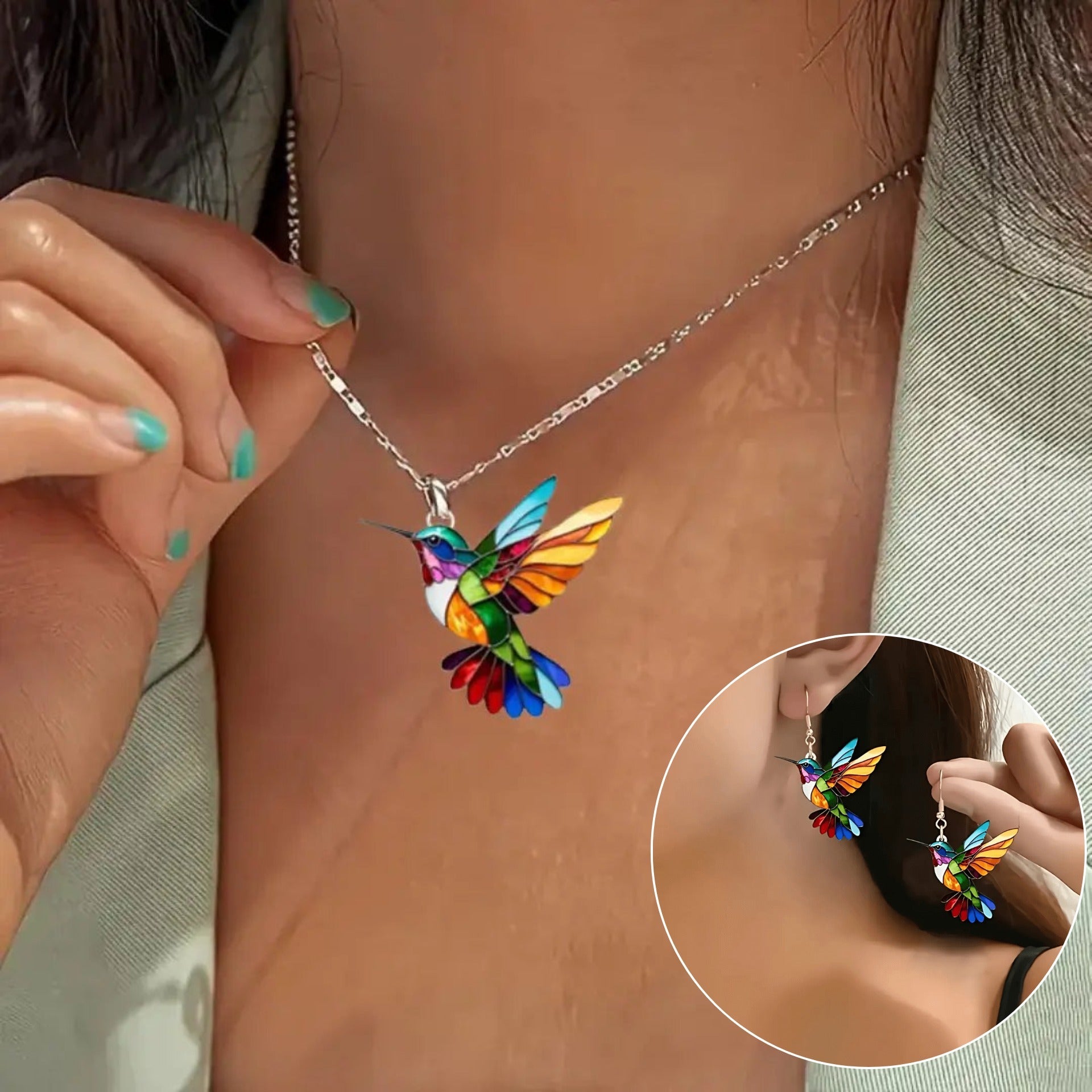 Wings of Grace Hummingbird Charm Necklace
