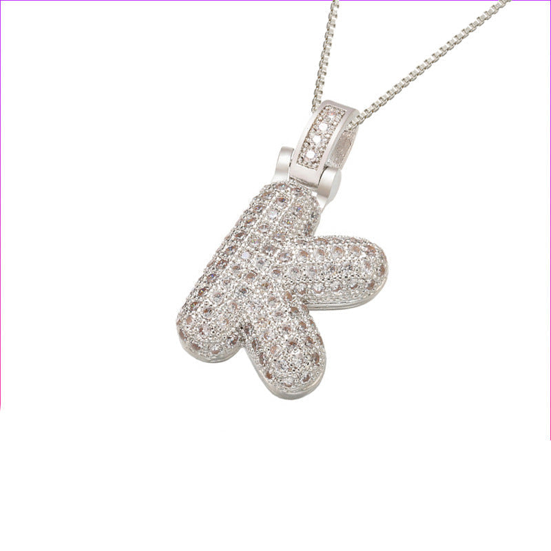 Pave Bubble Initial Necklace