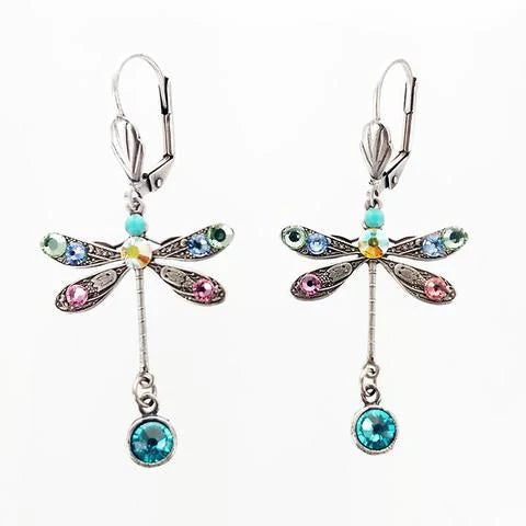 Carved Dragonfly Drop Earrings