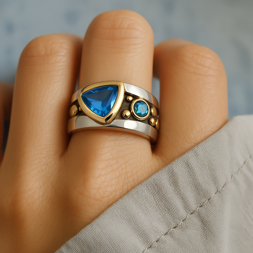 Vintage Ring with Blue Crystal