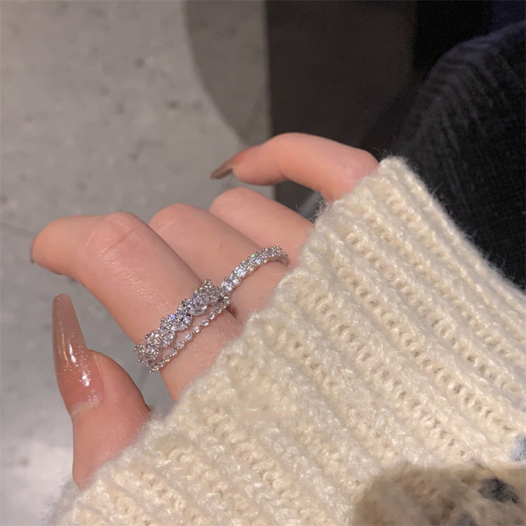 Double Cascade Zirconia Rings