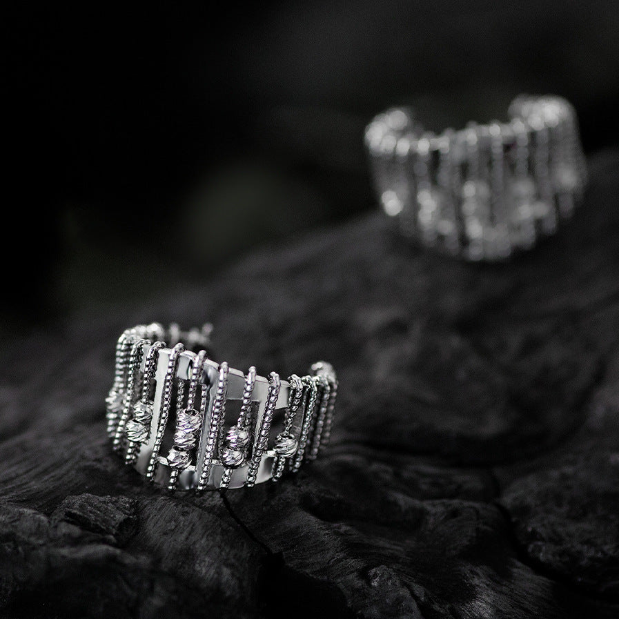 Openwork, beaded, adjustable ring