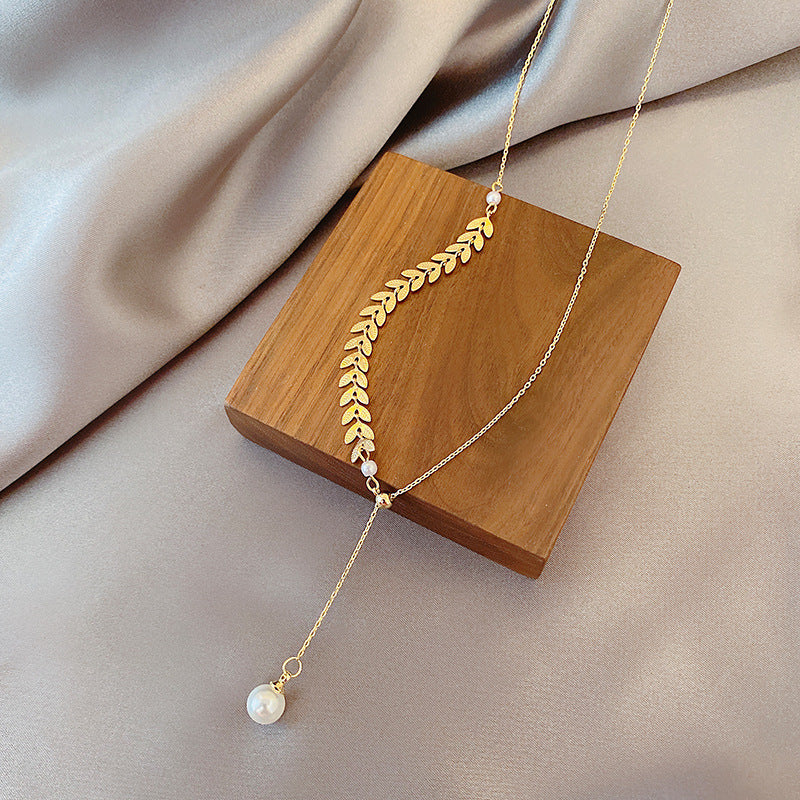 Golden Tranquility | Pearl Pendant Necklace