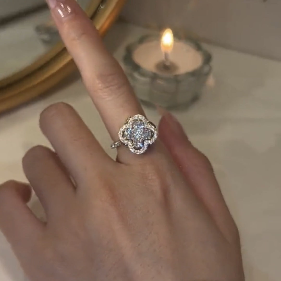 Seraph Rotating Zirconia Clover Ring