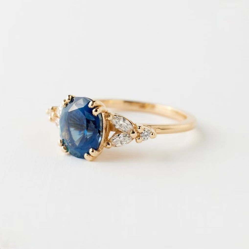 Gold Ring with Exotic Blue Crystal